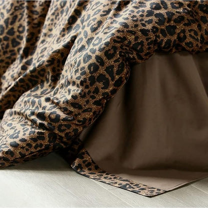mixinni Animal Cheetah Comforter Set King 3 Pieces Leopard Print Comforter Sexy Soft Fluffy Brown/Black Floral Printed Pattern Bed Set with 2 Pillowcases for All Season-King Size