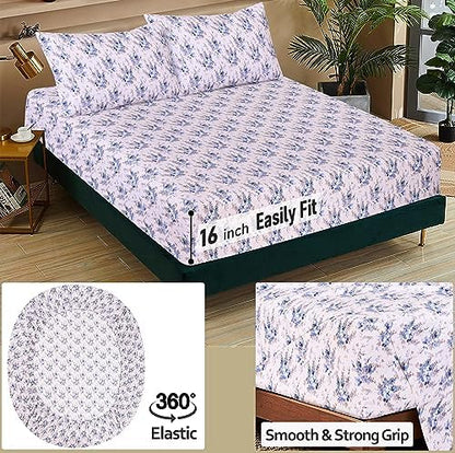 RUVANTI 100% Cotton Full Sheets, Percale Bedding Full Size Set, Maple