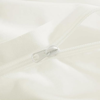 NEXHOME PRO Full Duvet Cover Set, 100% Washed Cotton with Linen-Like Texture, Natural Organic, Breathable & Comfortable, Includes Home Bedding Set Milk White (No Comforter) 8090