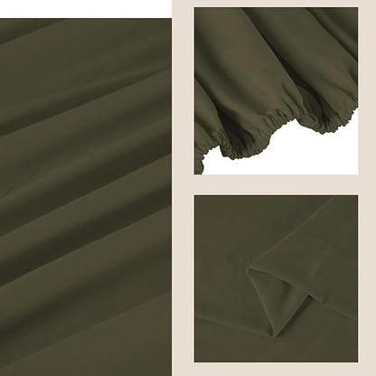 ROSE&RISY Dark Green Sheets Queen Sheet Set, Pre-Washed Cotton-Like Brushed Microfiber, 4 Pcs Super Soft Breathable Cooling Bed Sets,Includes 1 Fitted, 1 Flat, 2 Pillowcases (Dark Green, Full)