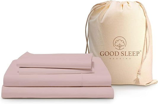 4 Pc Blush Twin Sheet Set for Twin Mattress, Egyptian Cotton Twin Bed Sheets for Twin Size Bed, Soft Breathable 16 Inch Deep Pocket Twin Bed Set - 1 Fitted Sheet, 1 Flat Sheet & 1 Pillow Case