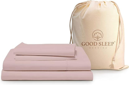 Good Sleep Bedding 1000 TC Queen Sheet Set - 4 Pc Cooling Sheets, 100% Egyptian Cotton Sateen, 16" Deep Pocket, Luxury Hotel Sheets - Blush
