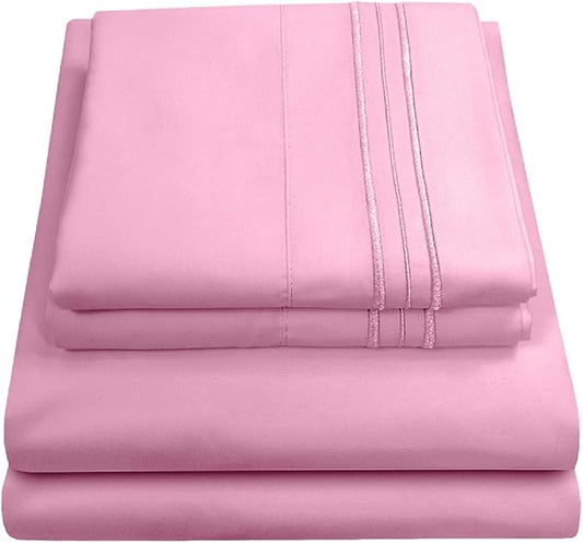Queen Size Bed Sheets - Breathable Luxury Sheets with Full Elastic & Secure Corner Straps Built In - 1800 Supreme Collection Extra Soft Deep Pocket Bedding Set, Sheet Set, Queen, Pink