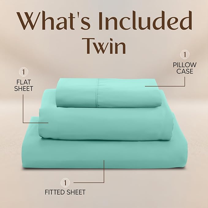 Utopia Bedding Twin Bed Sheets Set - 3 Piece Bedding - Brushed Microfiber - Shrinkage and Fade Resistant - Easy Care (Twin, Spa Blue)