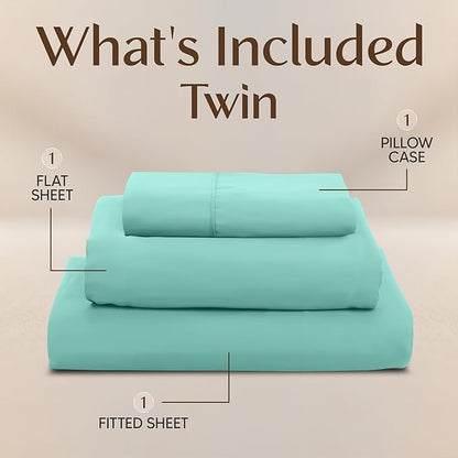 Utopia Bedding Twin Bed Sheets Set - 3 Piece Bedding - Brushed Microfiber - Shrinkage and Fade Resistant - Easy Care (Twin, Spa Blue)