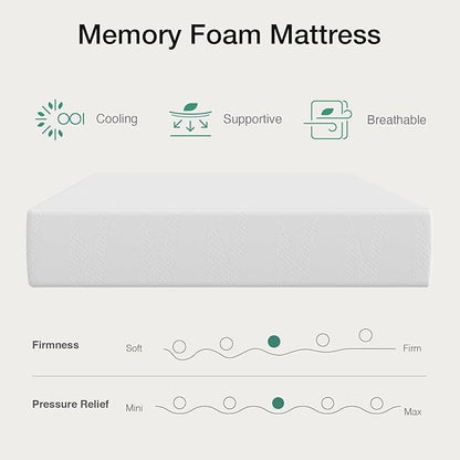 Novilla Twin XL Mattress, 8 Inch Twin XL Mattress in a Box, Gel Memory Foam Mattresses with Comfort Foam for Cooling Night Sleep, Pressure Relief, CertiPUR-US Certified,White