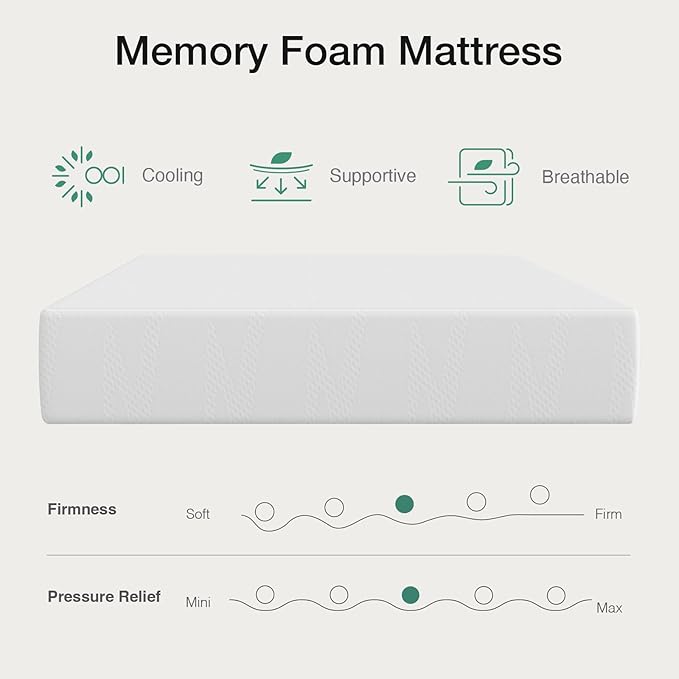 Novilla Twin Bed Mattress, 8 Inch Twin Size Mattress with Gel Memory Foam for Cooling Night Sleep, Pressure Relief & Comfort Sleep, CertiPUR-US Certified, White