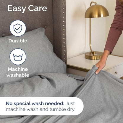 Full XL Bed Sheet - 4 Piece Full XL Bed Sheets Set - Soft, Breathable & Cooling - Hotel Luxury Bedding for Women, Men, Kids, Teens, Boys & Girls - Deep Pockets, Fade & Wrinkle Free - Heathered Grey