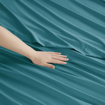 Clara Clark Queen Sheets, 6 Piece Set - Hotel Luxury Sheets for Queen Size Bed, Super Soft Bedding Set, Teal