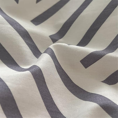 VM VOUGEMARKET Gray Striped Duvet Cover Set, 100% Cotton Geometric Bedding Set,3 Pieces Instagram Style Simple Modern Duvet Cover with 2 Pillowcases-Queen,Gray Stripes