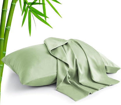BEDELITE King Size Pillow Cases Set of 2, Rayon Derived from Bamboo, Cooling Pillow Cases for Hot Sleepers & Night Sweats, Breathable and Silky Soft Envelope Pillowcases(Sage Green, 20"x40")