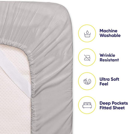 Twin Size Bed Sheets - 4 Piece 1500 Supreme Collection Fine Brushed Microfiber Deep Pocket Twin Sheet Set Bedding - 1 EXTRA PILLOW CASES, GREAT VALUE, Twin, Silver
