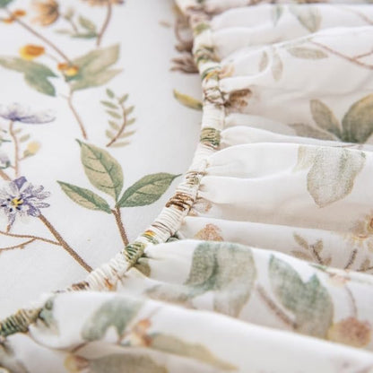 DAUAOTO Cotton Sheets Set Twin XL Printed Bedding Sets, Up to 14" Deep Mattress, Farmhouse Botanic Green Pattern Bedlinen for Twin Extra Long Bed