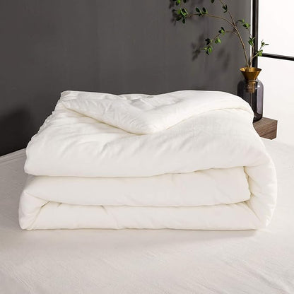 Luxlovery Fluffy White Velvet Comforter Set - Full, Plush, Warm Sherpa Micromink Comforter with 2 Pillowcases