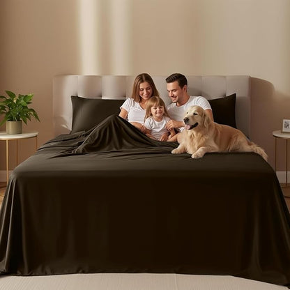 Utopia Bedding California King Size Sheet Set – 4 Piece Bed Sheets, Soft and Breathable Microfiber, Includes 1 Fitted Sheet, 1 Flat Sheet and 2 Pillowcases – Oeko Tex (Brown)