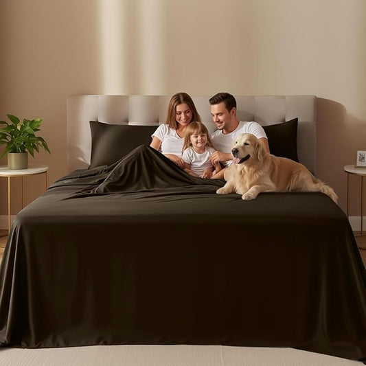 Utopia Bedding California King Size Sheet Set – 4 Piece Bed Sheets, Soft and Breathable Microfiber, Includes 1 Fitted Sheet, 1 Flat Sheet and 2 Pillowcases – Oeko Tex (Brown)
