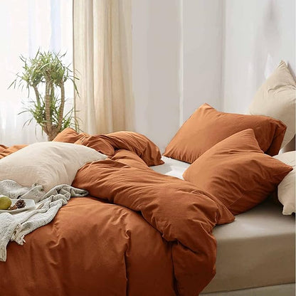 ETDIFFE Burnt Orange Queen Size Comforter Set, 3pc Terracota Aesthetic Modern Bedding Set - Soft & Lightweight Caramel Rust All Season Microfiber Down Alternative Bed Comforter with 2 Pillow Shams