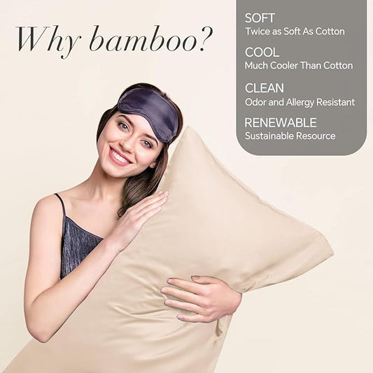 BEDELITE King Size Pillow Cases Set of 2, Rayon Derived from Bamboo, Cooling Pillow Cases for Hot Sleepers & Night Sweats, Breathable and Silky Soft Envelope Pillowcases(Taupe, 20"x36")