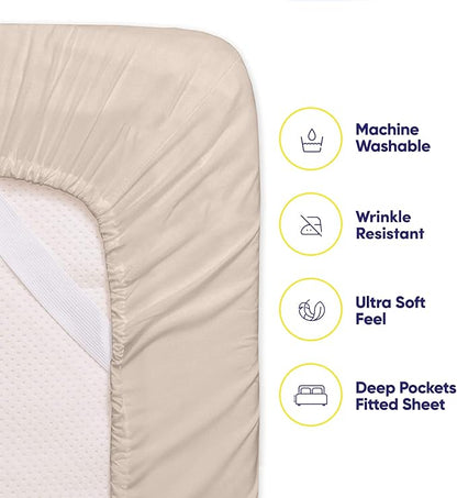 Cal King Size Bed Sheets - 6 Piece 1500 Supreme Collection Fine Brushed Microfiber Deep Pocket California King Sheet Set Bedding - 2 Extra Pillow Cases, Great Value, California King, Beige