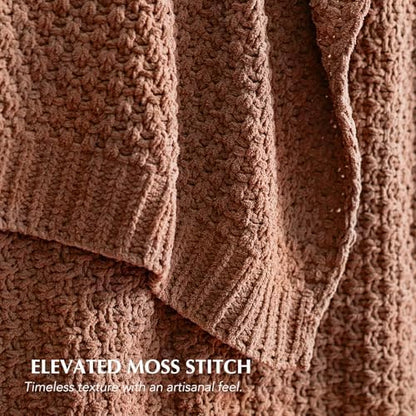EVERGRACEHOME Chunky Chenille Knit Throw Blanket, 60 x 80, Terracotta Clay