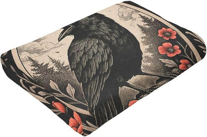 Gothic Crow Blanket Super Soft Warm Fluffy Fleece Flannel Raven Animal Throw Blanket Cozy Fuzzy Plush Stuff Bedding Blankets Gifts for Women Kids Boys Girls Adults 50"X40"