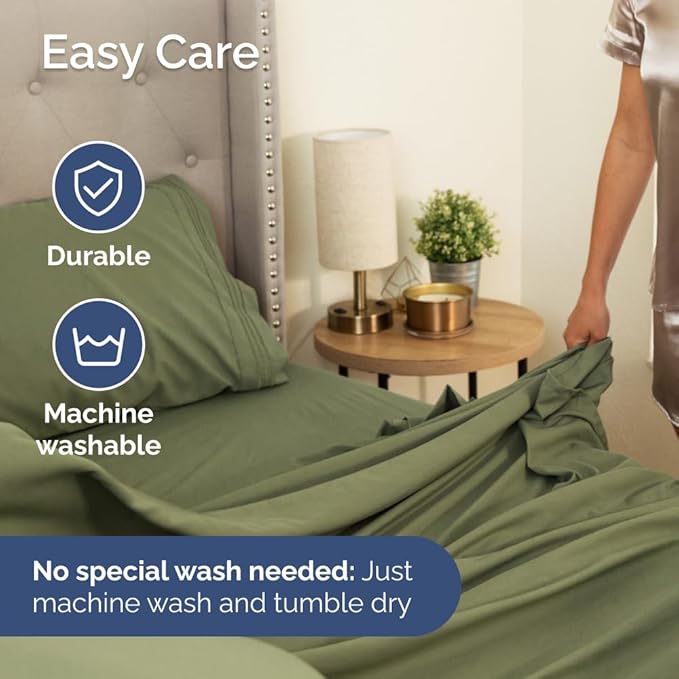 Bulk Case Pack of 16 Sheet Sets - (16) Complete Twin XL Size Sheet Sets w/ Deep Pockets - Wholesale Bulk Bedding for Hotels, Spas & Airbnbs - Breathable, Soft & Wrinkle Free - (Twin XL, Sage Green)