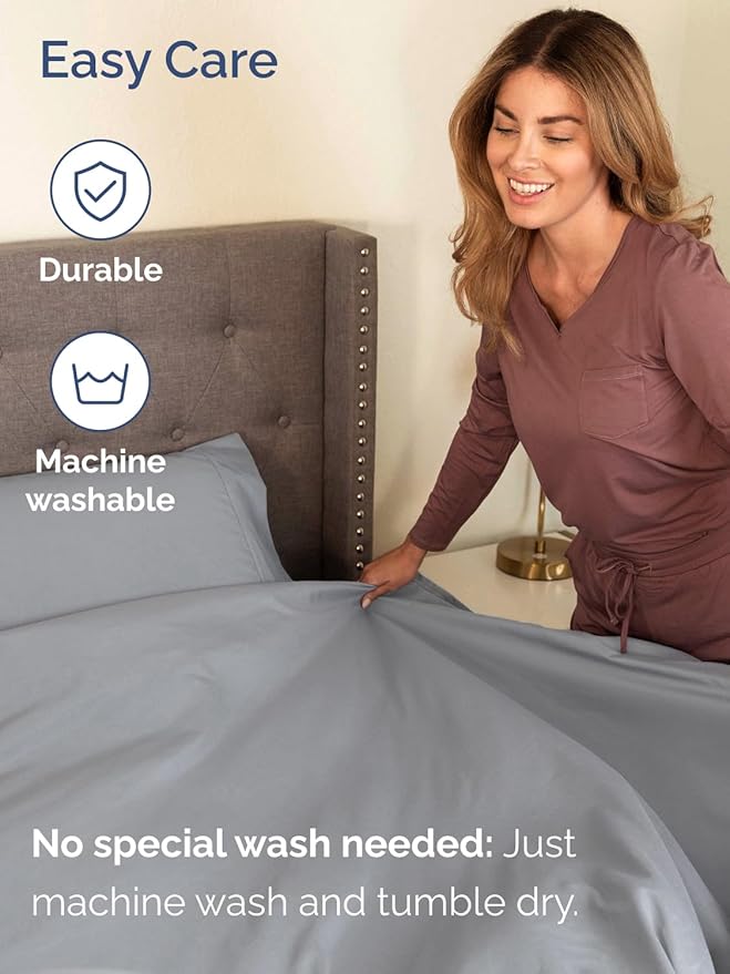 Extra Deep Full Sheet Set - 6 Piece Breathable and Cooling Sheets - Hotel Luxury Bedding for Women, Men, Kids & Teens - Easy & Secure Fit - Soft, Wrinkle Free & Comfy - Extra Deep Pockets - Steel Blue