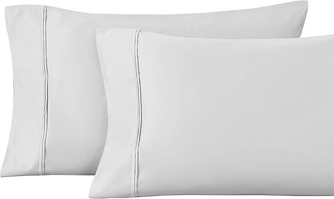 Superior 1200-Thread Count Egyptian Cotton Solid Pillowcase Set, Platinum, King