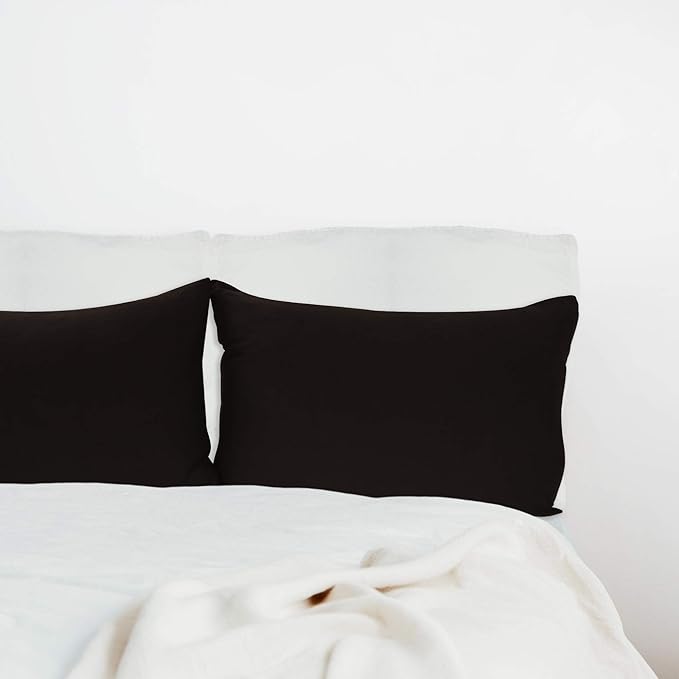 Stretch Pillowcases Standard Size 2 Pack - Micro Jersey Knit & Ultra Soft - Set of 2 Pillow Cases, Black