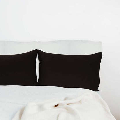Stretch Pillowcases Standard Size 2 Pack - Micro Jersey Knit & Ultra Soft - Set of 2 Pillow Cases, Black