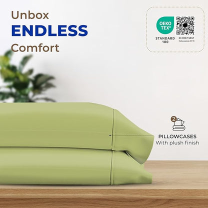Thread Spread 100% Egyptian Cotton King Size Pillow Cases Set of 2 - Luxury 1000 Series Paradise Collection Pillow Cases King Size (Sage Green), Soft Cooling Hotel Egyptian Cotton Pillowcases
