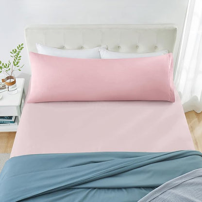MILVOWOC 2Pcs Brushed Microfiber Body Pillowcases - 20 x 60 Inch, Dusty Pink Pillow Case Set Non Slip Envelope Pillow Cover with Moisture Absorption and Anti-Wrinkle