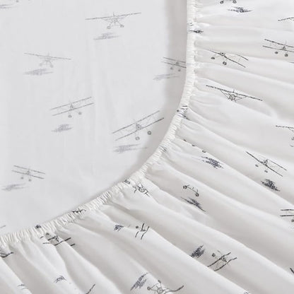 Eddie Bauer - Full Sheets, Cotton Percale Bedding Set, Crisp & Cool, Stylish Luxurious Bedding Set, Dorm Room Essentials (Sea Plane, Full)