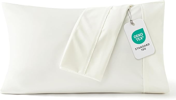 Bedsure Pillow Cases Standard Size Set of 2 - Ivory White Brushed Microfiber Pillowcases, Super Soft and Cozy Pillow Case Covers with Envelope Closure for Kids, Wrinkle, Fade Resistant, 20x26 Inches