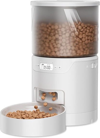 IMIPAW PET Automatic Cat Feeder: 3L Auto Food Dispenser with Timed Feeding| 6 Meal Programmable& 1-20 Portion Precise Control- Easy to Clean & Setup for Cat Indoor| Desiccant Bag Keep Food Fresh