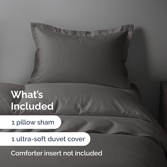 Duvet Cover Twin/Twin XL Size Set - Extra Soft Twin/Twin XL Duvet Cover 68" x 90" with 1 Pillow Sham - Hotel Luxury, Easy Care, Fade Free with Zipper Closures & Ties - Comfy & Breathable (Dark Grey)
