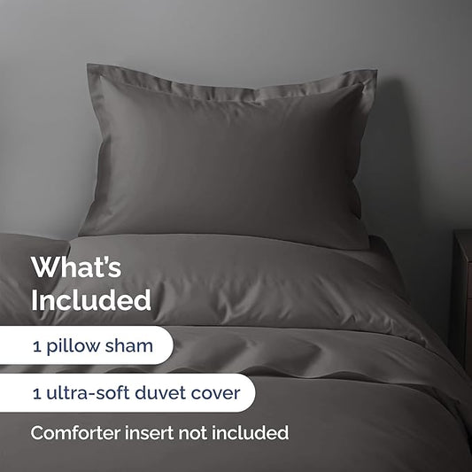 Duvet Cover Twin/Twin XL Size Set - Extra Soft Twin/Twin XL Duvet Cover 68" x 90" with 1 Pillow Sham - Hotel Luxury, Easy Care, Fade Free with Zipper Closures & Ties - Comfy & Breathable (Dark Grey)