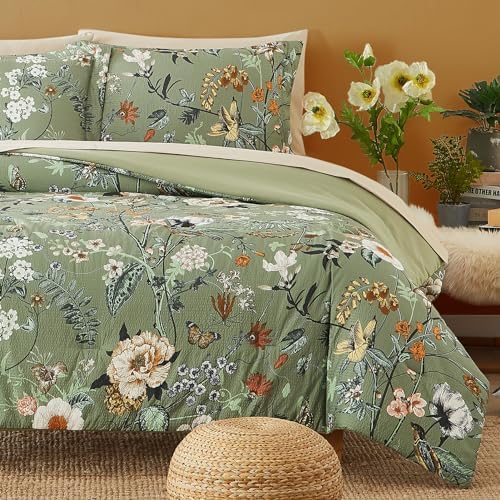 Full Size Comforter Sets - 7 Pieces Floral Bed in a Bag Full Bedding Set
