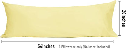 Sunflower Body Pillowcase 100% Cotton Long Pillow Cover/Case Envelope Closure 1 Pack, 20×54 inches Honeyed Straw, Soft and Breathable