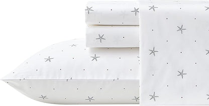 Nautica - Twin Sheet Set, Crisp & Tailored Cooling Sheets with a Smooth Cotton Percale Lightweight Feel - Bed Sheets with Matching Pillowcase & Fitted Sheet (Star Spangled Coastal Navy)