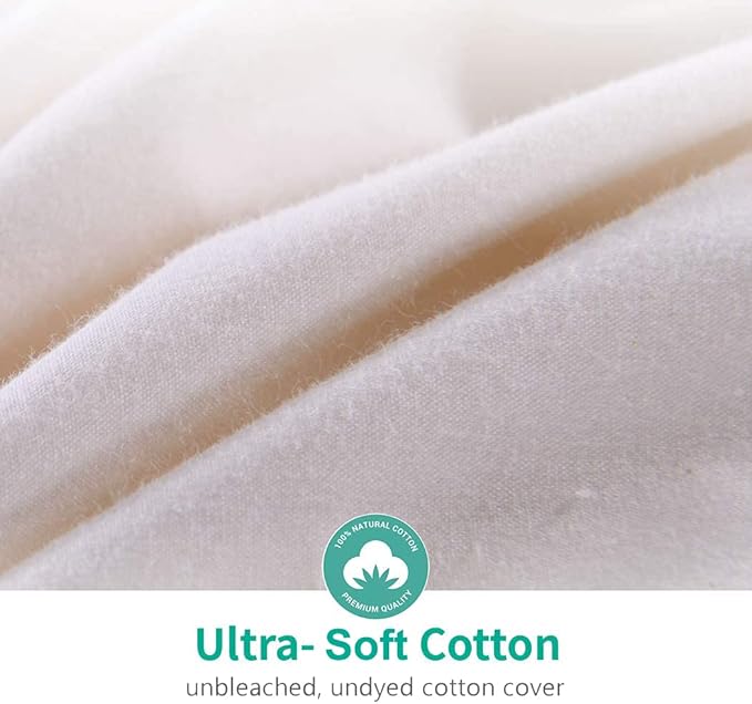 APSMILE Oversized King Luxury Organic Cotton All Season Down Feather Fibers Comforter, High Fill-Power Medium Warmth Duvet Insert (120x98, Ivory White)