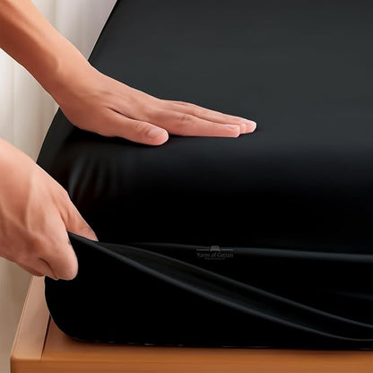 Split Head Flex 2 Qty Fitted Sheet for Adjustable Bed, Cal King 34" Split Down from The Top, 100% Egyptian Cotton 600 Thread Count, 18" Deep Pocket, Super Soft Wrinkle Free, Black