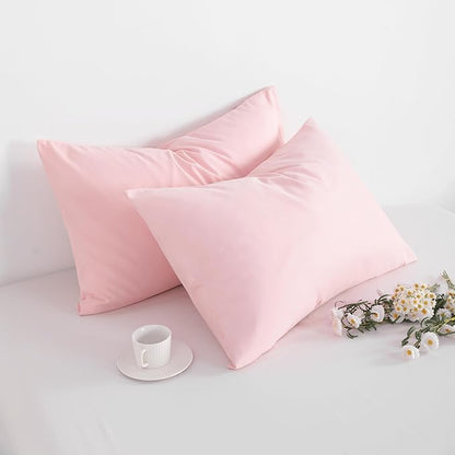FLXXIE Pillow Cases Queen, Soft Microfiber Pillow Covers with Envelope Closure, Wrinkle Resistant Pillowcases, 2 Piece Set, 20x30, Blush Pink