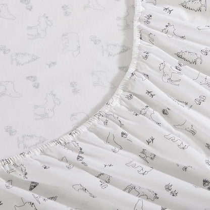 Eddie Bauer - Full Sheets, Cotton Percale Bedding Set, Crisp & Cool Home Decor, Dorm Room Essentials (Animal Tracks, Full)