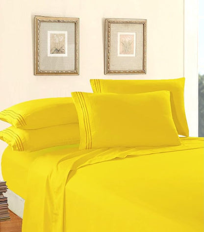 Elegant Comfort Luxury 1500 Premium Hotel Quality Microfiber 4-Piece Sheet Set - Wrinkle Resistant, All Around Elastic Fitted Sheet, Deep Pocket up to 16", King, Yellow