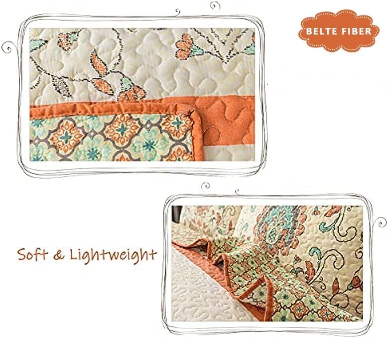 Bohemian Twin Size Comforter Quilt Sets -2 Pieces Red Quilts (1Quilt,1 Pillow Shams) with Reversible Bedspreads Bohemian Patchwork Bedding Set Sleep Companion