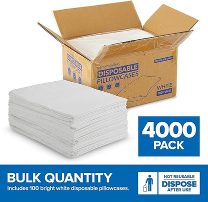 Stock Your Home (400 Count) Disposable Pillow Case Covers, Tissue/Poly 21" x 30" Standard Size, Single-Use Pillowcases with Moisture Barrier in White