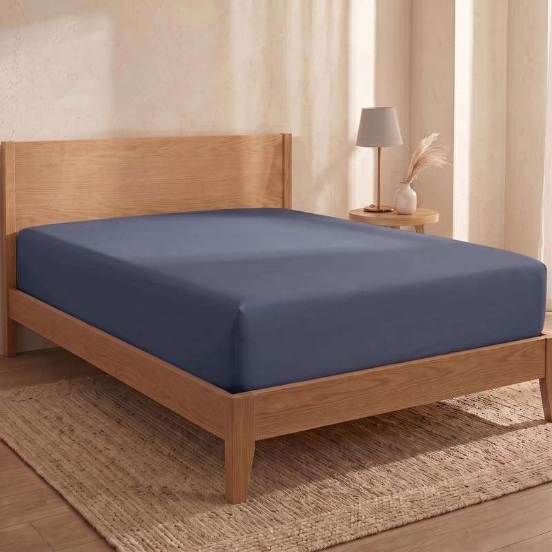 Bioweaves 100% Organic Cotton 1 Fitted Sheet Queen Size Only | 300 Thread Count Sateen Weave GOTS Certified with Deep Pocket - Mineral