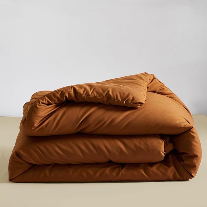 Cottonight Pumpkin Comforter Cal King Rust Burnt Orange Bedding Comforter California King Terracotta Caramel Solid Color Blanket Quilts Reddish Brown Plus Size Comforter Set for Women Men
