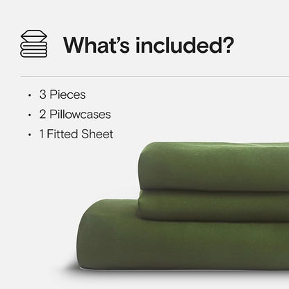 DOZ Sheet Set, 100% Viscose derived from Bamboo, Organically Grown, Buttery Soft, Cooling Sheets, High GSM, Deep Pockets - 3 Piece - 2 Pillowcases 1 Fitted Sheet (Forest, King)